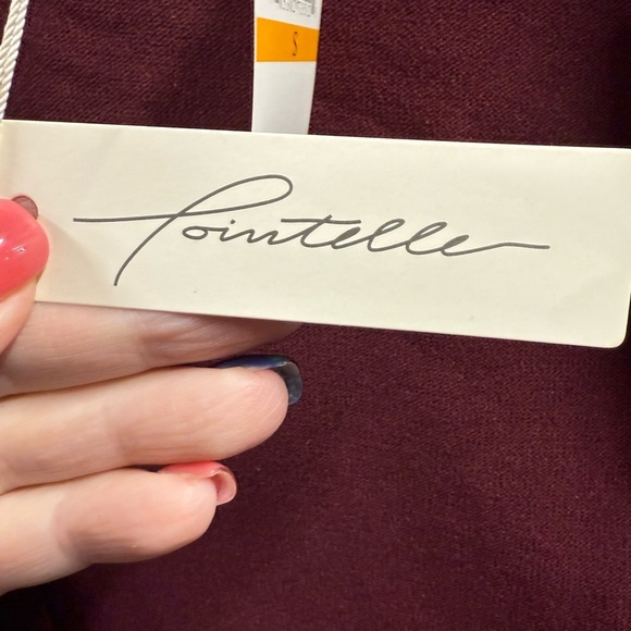 NEW Pointelle Women's Sz S Burgundy 3/4 length Cardigan Sweater Jacket - Picture 3 of 11